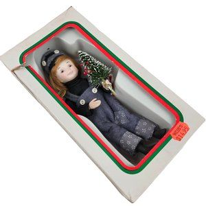 Santa's World Ornament Girl Figurine With Tree Kurt S Adler Vintage Porcelain